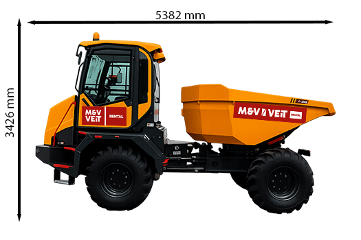 Abmessungen des Bergmann C 810 Raddumpers mit Kabine – technische Gesamtmaße wie Länge, Breite und Höhe für den professionellen Einsatz im Tiefbau, Gartenbau und auf Baustellen