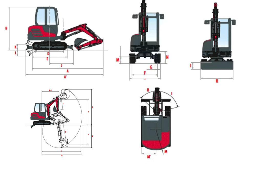 Abmessungen des Yanmar SV26 Minibaggers – kompakter 2,6-t Kurzheckbagger mit idealen Maßen für Arbeiten auf engen Baustellen