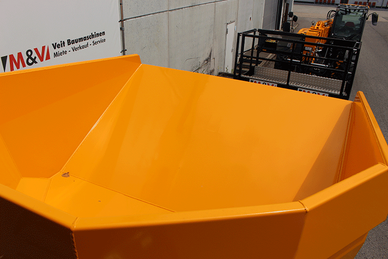 Mulde des Bergmann C 810 Raddumpers – stabile Kippmulde für Schüttgut, Erde und Baumaterial im professionellen Baustelleneinsatz