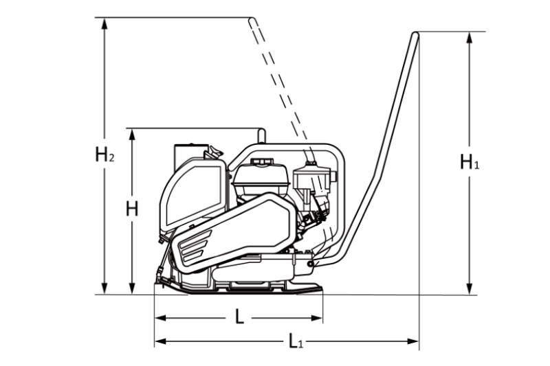 Rüttelplatte Dynapac DFP8X als Technische Zeichnung 1