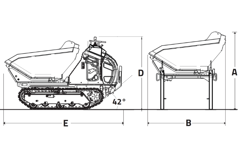 Abmessungen des Dumpers C1600 RI von Cormidi