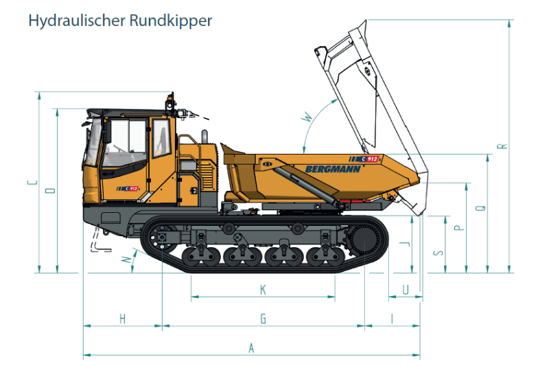 Eine weitere technische Zeichnung des Bergmann C912s Kettendumpers