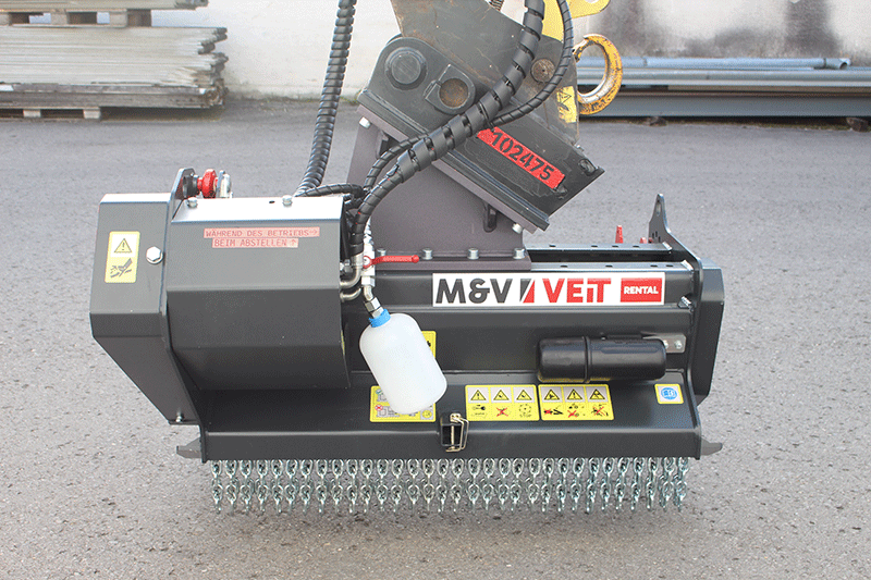 Mini BMS 105 Mulcher mit MS 08 Aufnahme am Bagger – kompatibler Anbau-Mulcher für effiziente Arbeiten auf der Baustelle