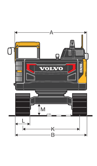 Technische Zeichnung 1 des Volvo ECR145E