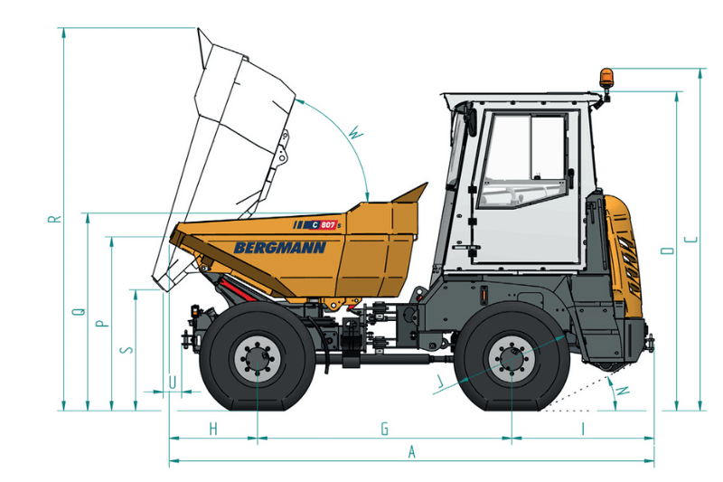 Technische Zeichnung des Bergmann C807s Raddumpers