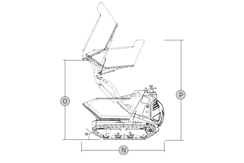 Abmessungen des C60 BHE Dumpers von Cormidi