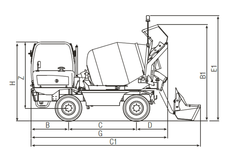 Abmessungen des Fahrmischers AB L 3500 von Dieci