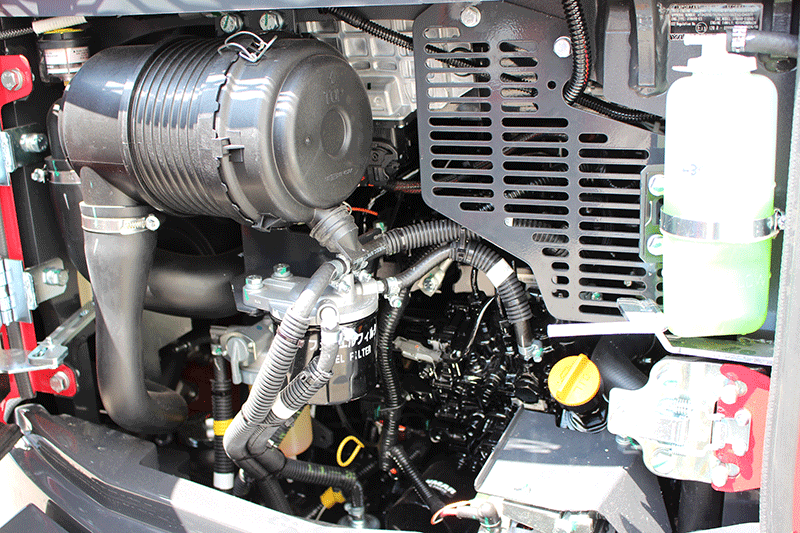 Effizienter Dieselmotor des Yanmar Vio 33-7 Minibaggers mit Powertilt – hohe Leistung bei niedrigem Kraftstoffverbrauch und zuverlässigem Baustelleneinsatz