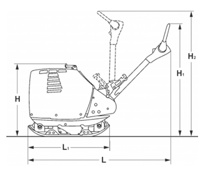 Technische Zeichnung der Dynapac DRP45DX Rüttelplatte 1