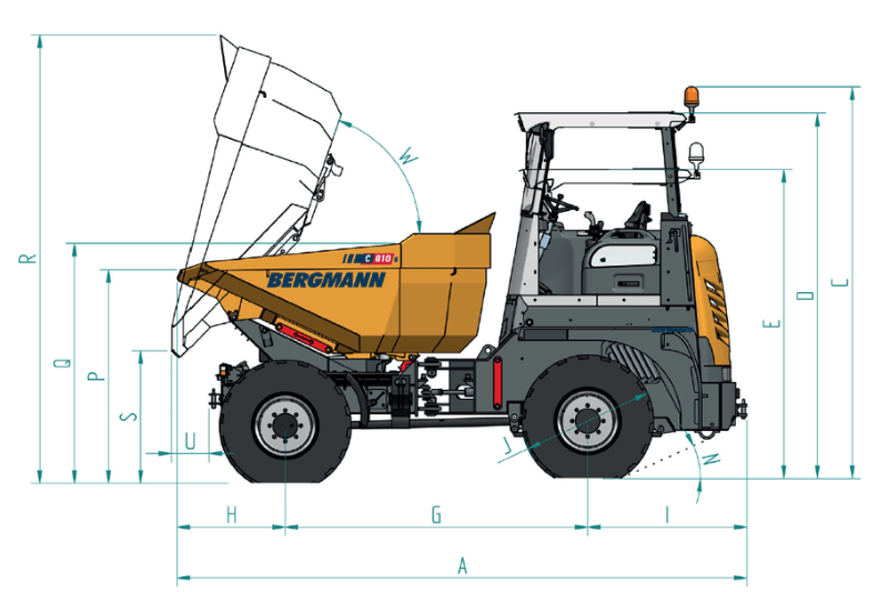 Technische Zeichnung des Bergmann C810s Raddumpers