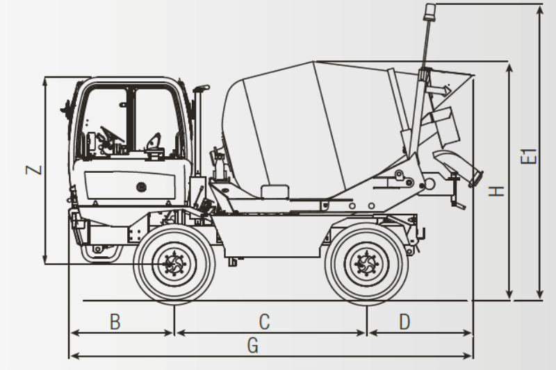 Abmessungen des Fahrmischers AB L 4700 von Dieci