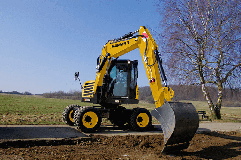 Baustellenarbeit mit dem B95W Mobilbagger