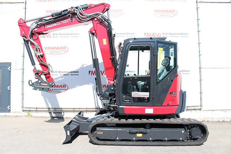 Seitenansicht des Yanmar SV 86-7 OQ 45 Midibagger